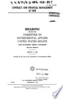 Contract and financial management at DOE : hearing before the Committee on Governmental Affairs, United States Senate, One Hundred Third Congress, second session, March 17, 1994.