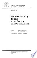 National security policy : arms control and disarmament /