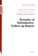 Scrutiny of subsidiarity : follow up report /