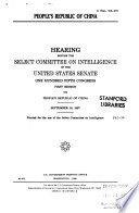 People's Republic of China : hearing before the Select Committee on Intelligence of the United States Senate, One Hundred Fifth Congress, first session ... September 18, 1997.