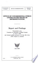 Report and findings : transmitted to the Committee on Standards of Official Conduct on June 8, 2009 and released publicly pursuant to H. Res. 895 of the 110th Congress as amended, [subject, Rep. Bennie Thompson] /