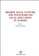 Higher legal culture and postgraduate legal education in Europe /