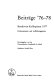 Beiträge '76-78 [i.e. Sechsundsiebzig-achtundsiebzig] : Dokumentation und Aufführungspraxis /