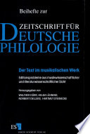 Der Text im musikalischen Werk : Editionsprobleme aus musikwissenschaftlicher und literaturwissenschaftlicher Sicht /