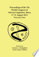 Proceedings of the 7th World Congress of African Linguistics, Buea, 17-21 August 2012.
