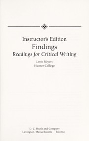 Findings : readings for critical writing /