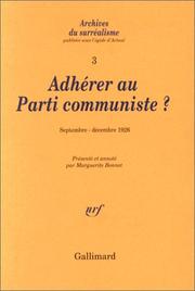 Adhérer au Parti communiste? : septembre-décembre 1926 /