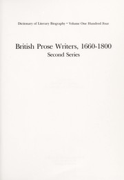 British prose writers, 1660-1800 : second series /