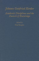 Johann Gottfried Herder : academic disciplines and the pursuit of knowledge /