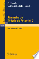 Séminaire de théorie du potentiel, Paris, numbers 2 /