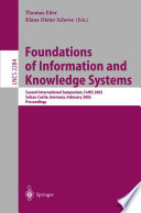 Foundations of information and knowledge systems : second international symposium, FoIKS 2002, Salzau Castle, Germany, February 20-23, 2002 : proceedings /