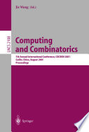 Computing and combinatorics : 7th annual international conference, COCOON 2001, Guilin, China, August 20-23, 2001 : proceedings /