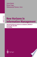 New horizons in information management : 20th British National Conference on Databases, BNCOD 20, Coventry, UK, July 15-17, 2003 : proceedings /