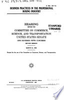 Business practices in the professional boxing industry : hearing before the Committee on Commerce, Science, and Transportation, United States Senate, One Hundred Fifth Congress, second session, March 24, 1998.