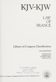 Library of Congress classification. KJV-KJW. Law of France /