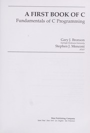 A first book of C : fundamentals of C programming /