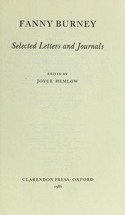 Fanny Burney, selected letters and journals /