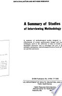 A summary of research studies of interviewing methodology /