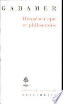 Herméneutique et philosophie /