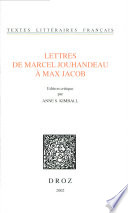 Lettres de Marcel Jouhandeau à Max Jacob /