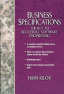 Business specifications : the key to successful software engineering /