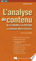 L'analyse de contenu : de la théorie à la pratique : la méthode Morin-Chartier /