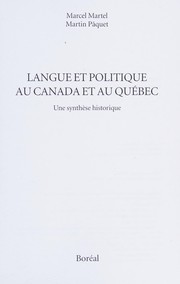 Langue et politique au Canada et au Québec : une synthèse historique /