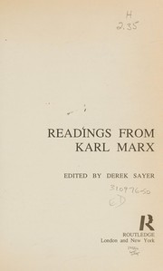Readings from Karl Marx /
