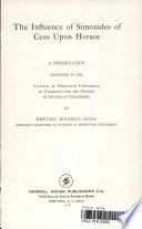 The influence of Simonides of Ceos upon Horace.