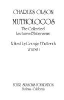 Muthologos : the collected lectures & interviews /
