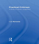 Practical criticism : a study of literary judgement /