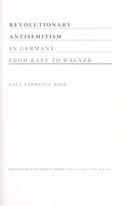 Revolutionary antisemitism in Germany from Kant to Wagner /