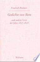 Gedichte von Rom und andere Texte der Jahre 1817-1818 /