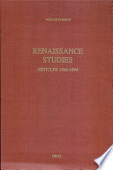 Renaissance studies : articles 1966-1994 /