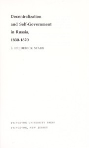 Decentralization and self-government in Russia, 1830-1870