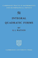 Integral quadratic forms /