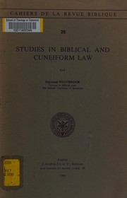 Studies in biblical and cuneiform law /