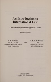 An introduction to international law : chiefly as interpreted and applied in Canada /